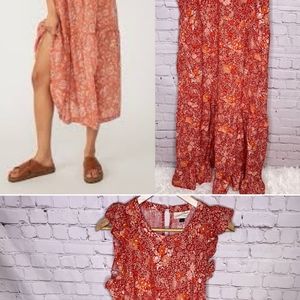 Universal Thread Ditsy Floral Boho Ruffle Sleeve Tiered Midi Dress